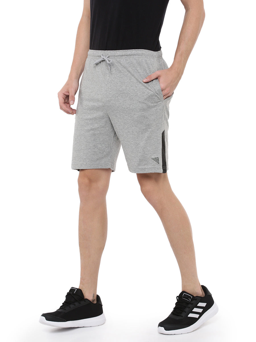 Super Combed Cotton Smart Fit One Side Zipper Shorts Grey Melange-Side view