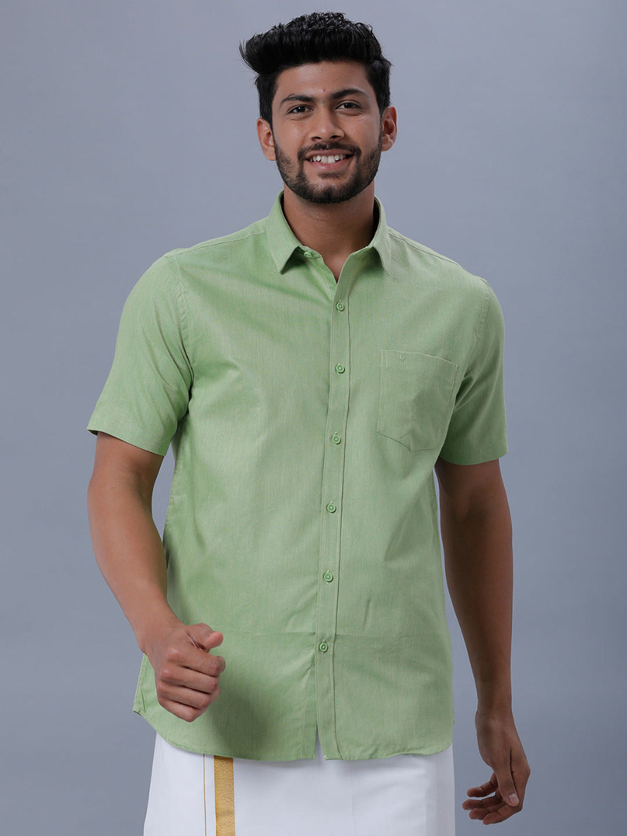 Mens Cotton Formal Shirt Half Sleeves Green T31 TG4