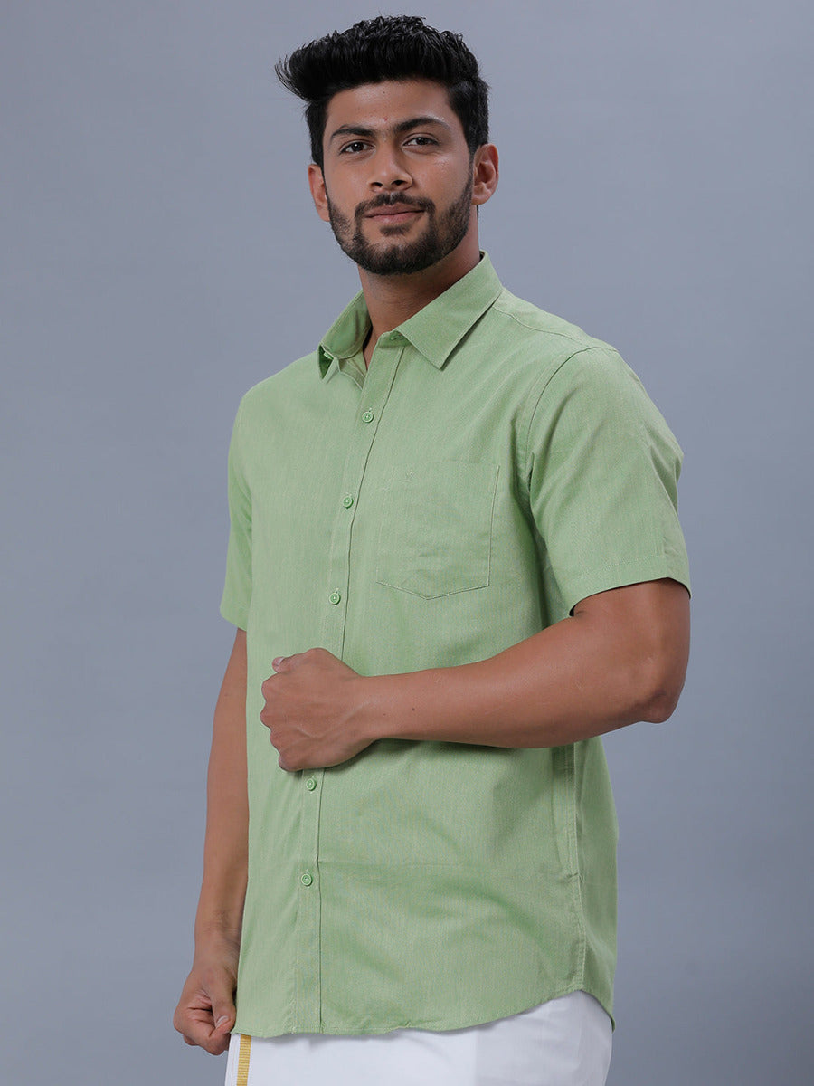Mens Cotton Formal Shirt Half Sleeves Green T31 TG4