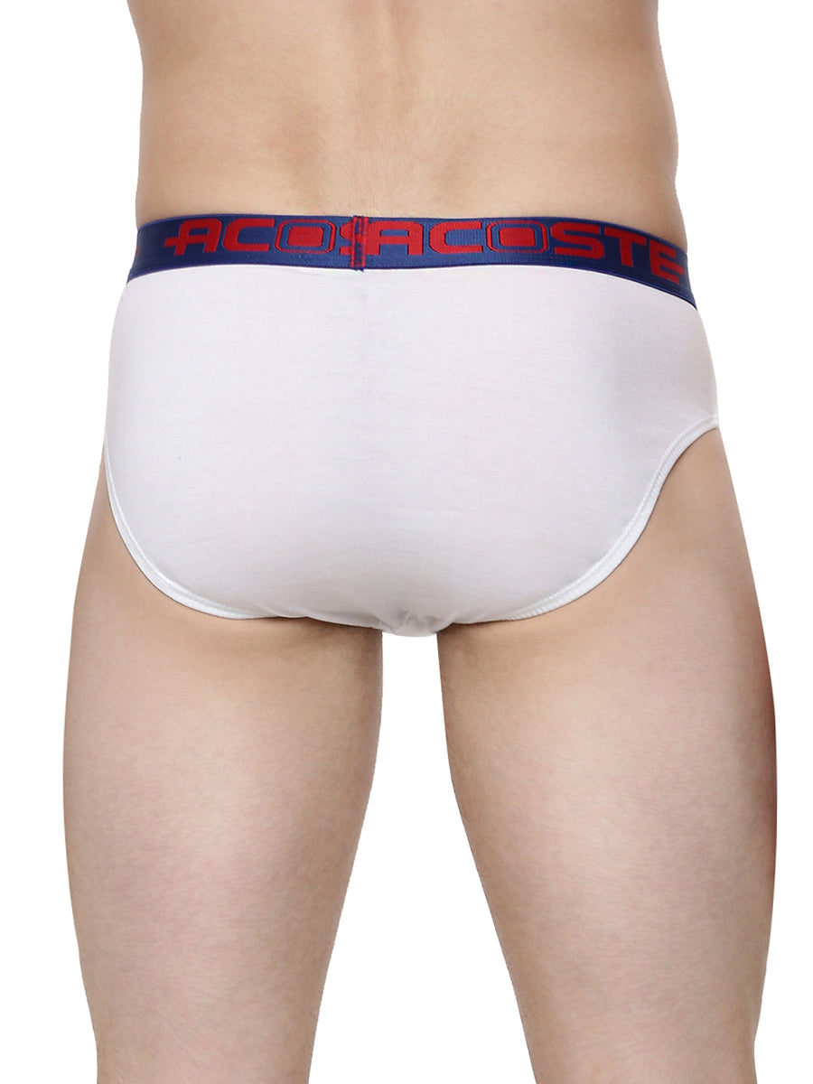 Soft Combed Rib White Outer Elastic Brief Acoste 1015 (2PCs Pack)-Back view