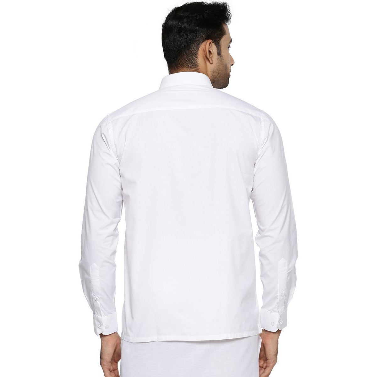 Mens Cotton White Shirt Full Sleeves Plus Size Soft Touch-Back view