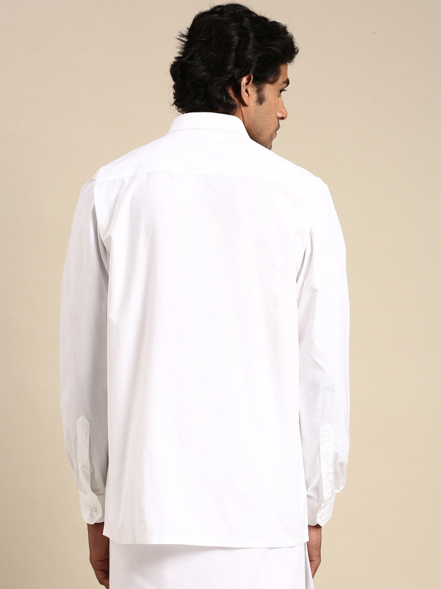 Mens Premium Pure Cotton White Shirt Full Sleeves Ultimate R4-Back view
