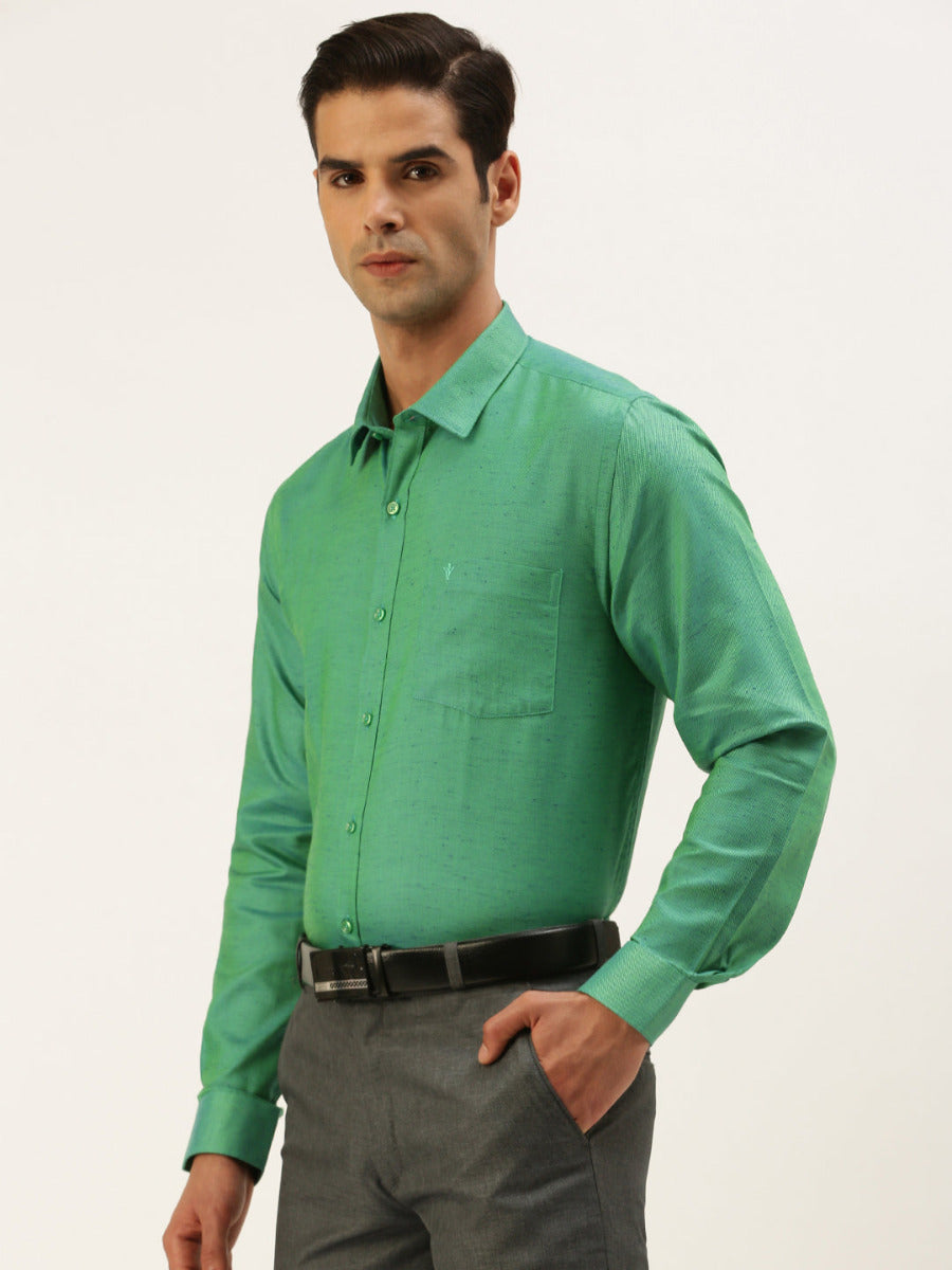 Mens Formal Shirt Full Sleeves Green CY10-Side view
