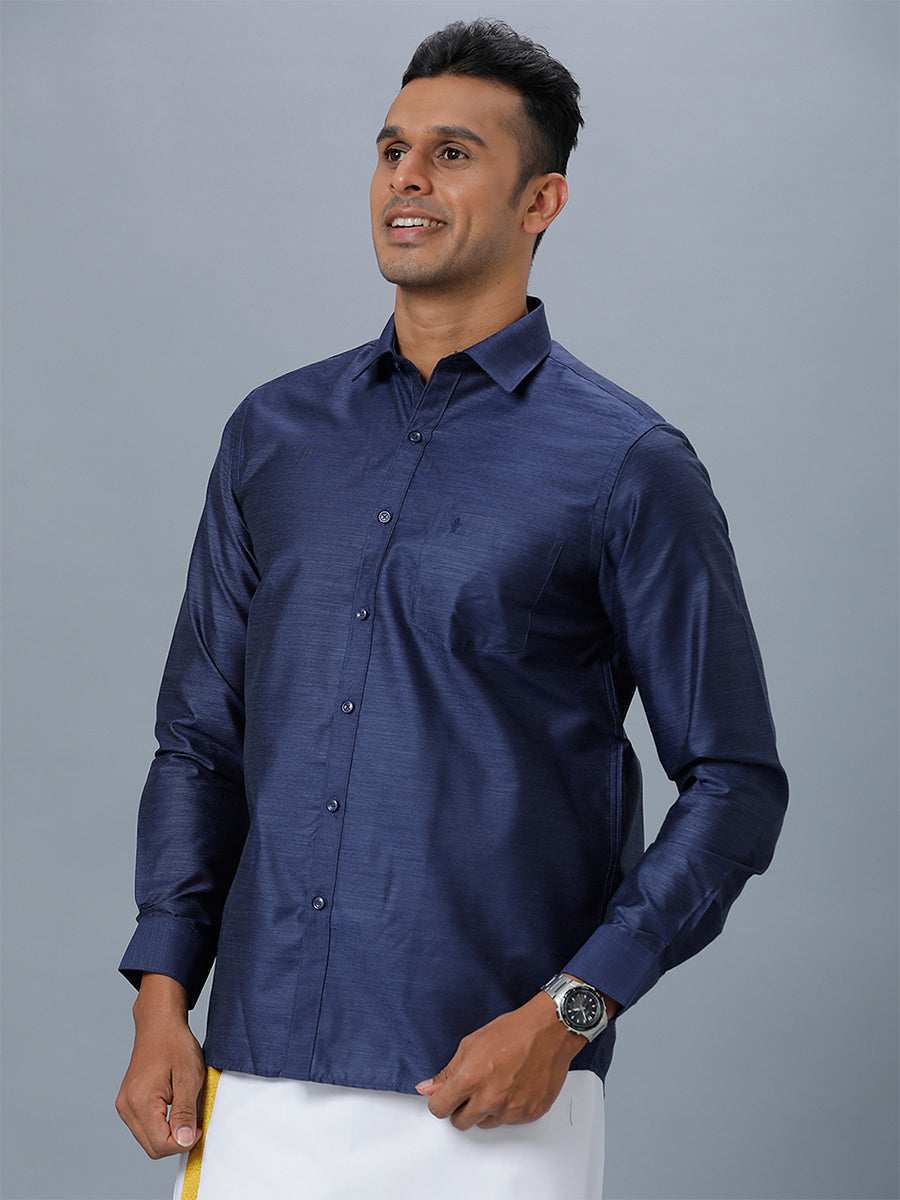 Mens Formal Shirt Full Sleeves Deep Blue T29 TE5-Front view