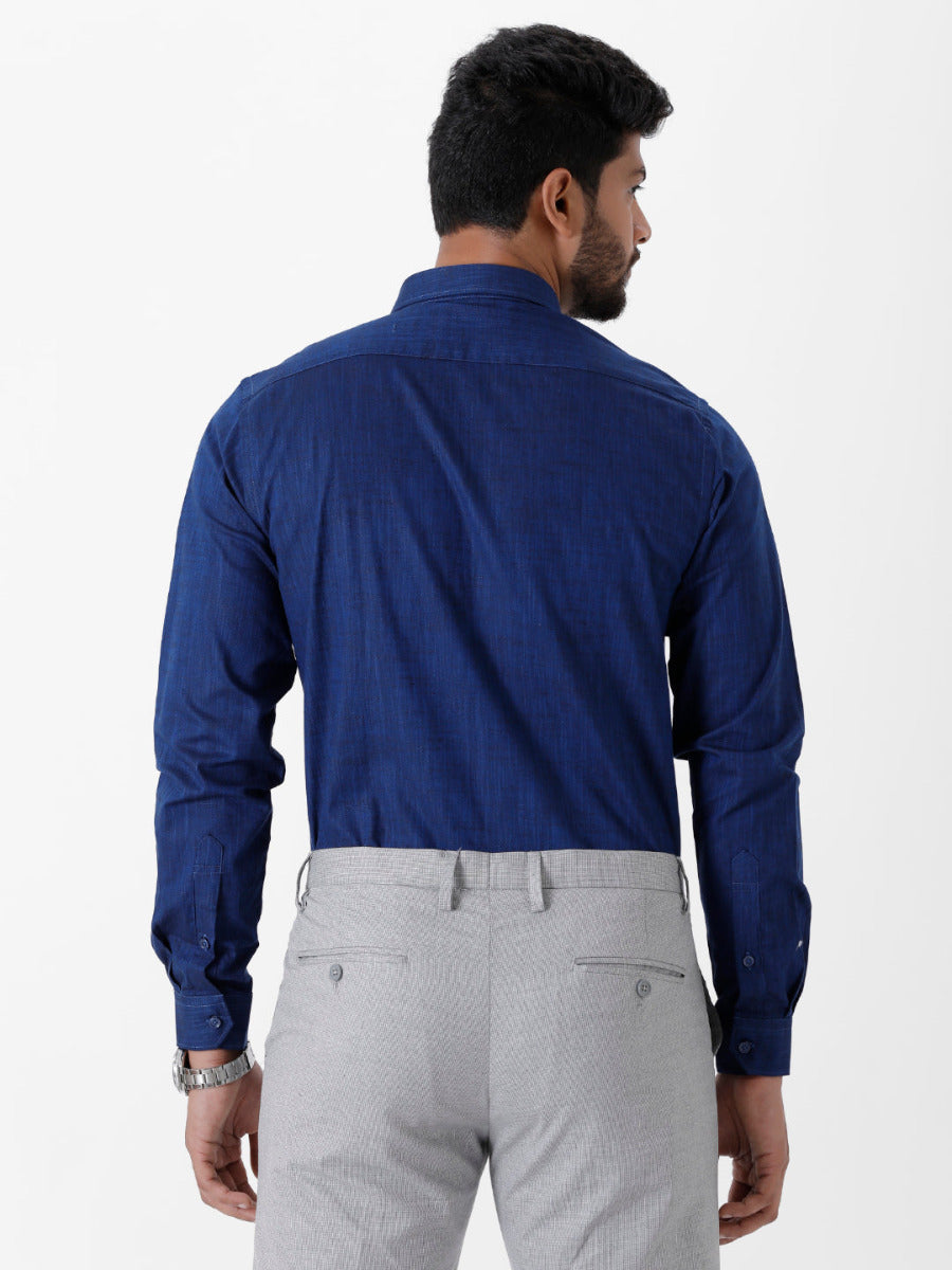Mens Formal Shirt Full Sleeves Dark Blue CL2 GT20-Back view