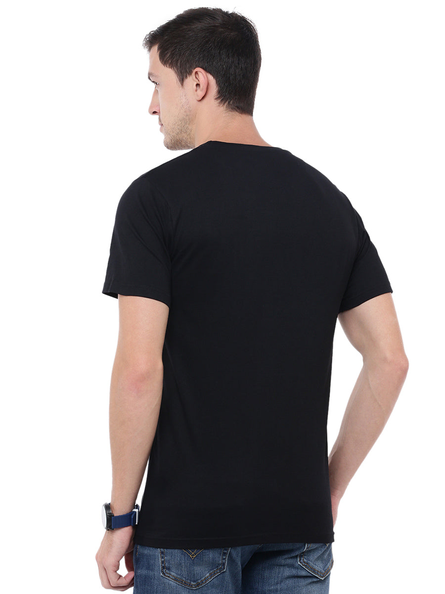 Super Combed Cotton Round Neck Graphic T-Shirt Black GT8