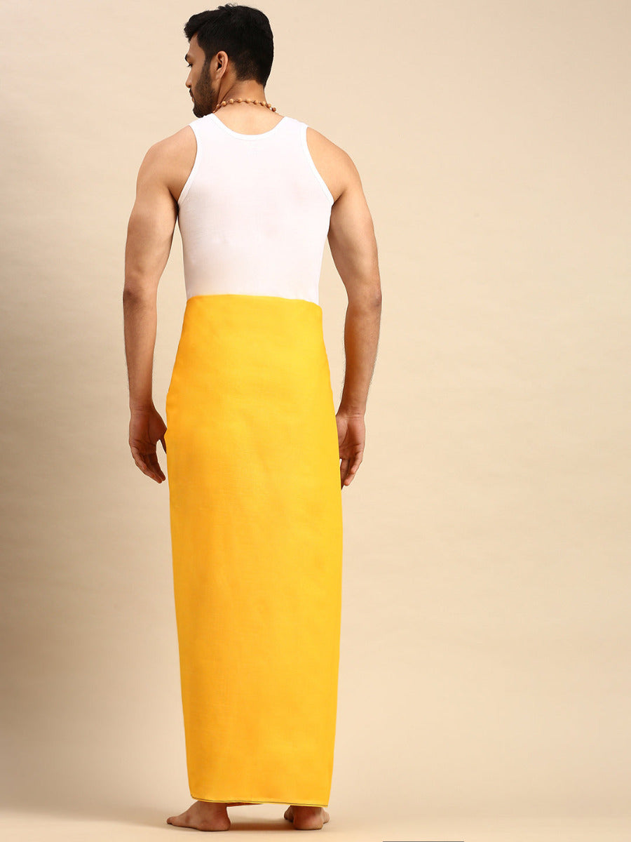 Mens Color Dhoti with Small Border Astra Mango-Back view