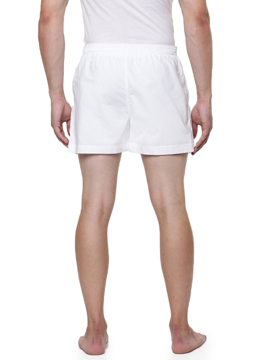 Mens White Dhoti Wear 2 in 1 Shorts with Knitted Breif French Draw-Back view