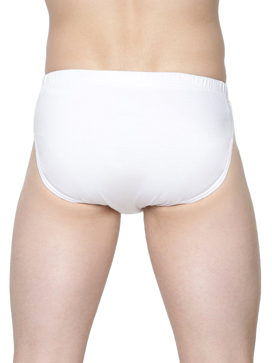 Mens Soft Stretch Inner Elastic White Color Brief Merc (2 PCs Pack)-Back view
