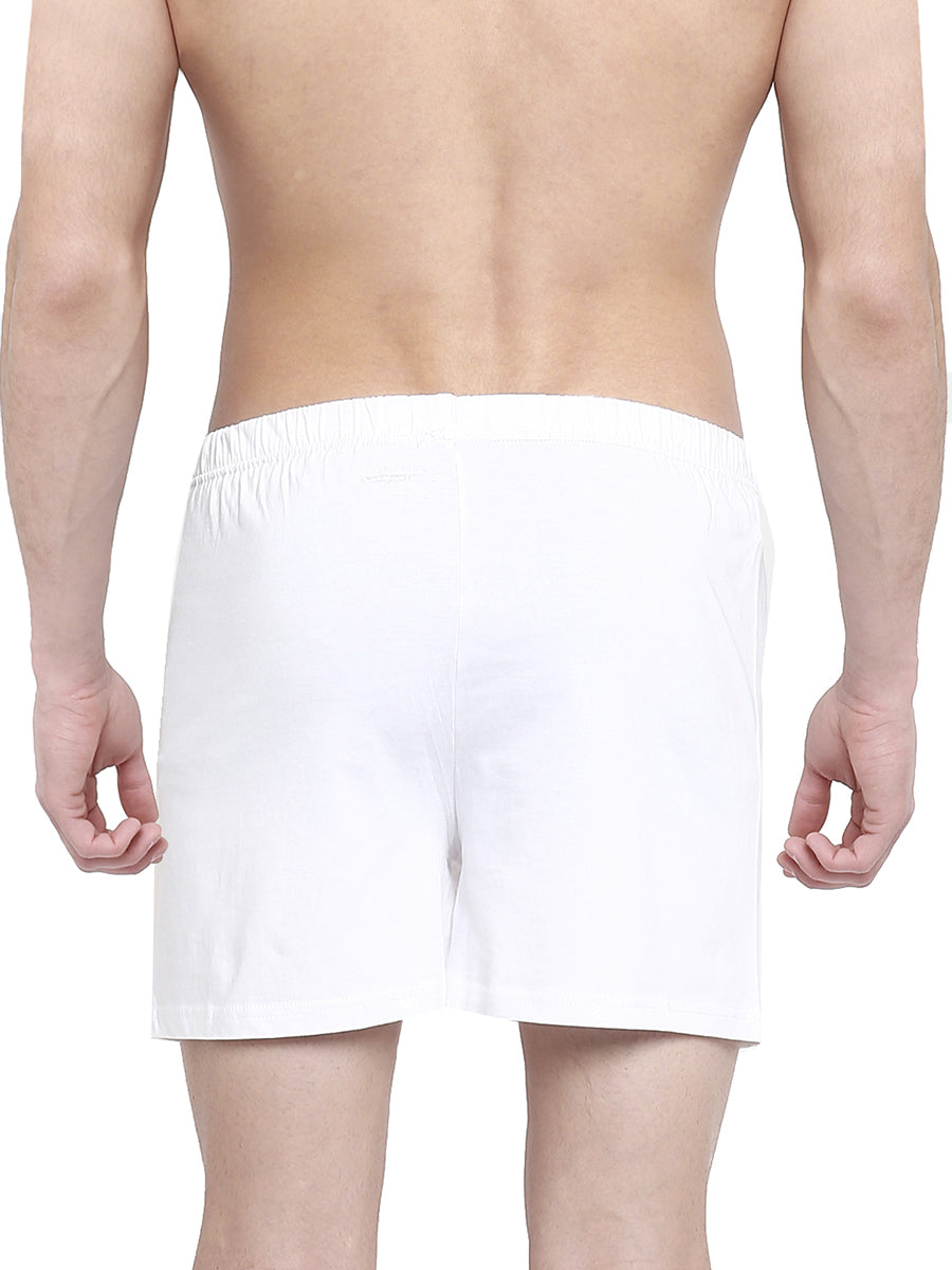 Mens Knitted White Boxers Real Relax-Back view