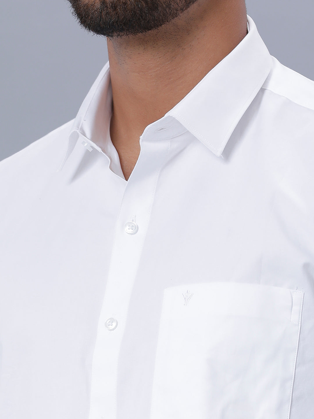 Mens 100% Cotton White Full Sleeves Shirt with 3/4''Jari Single Dhoti+Towel Combo-Zoom view