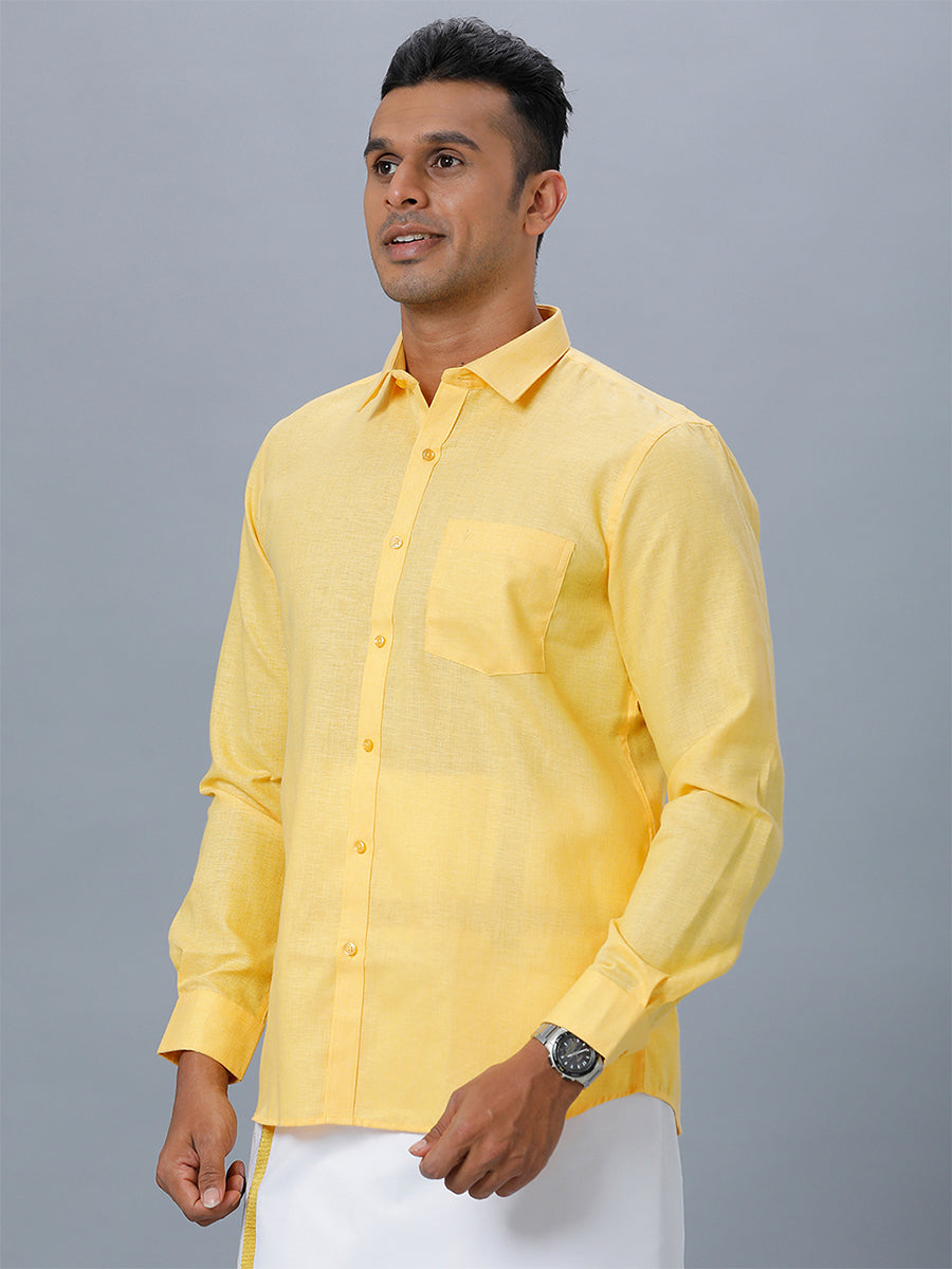 Mens Formal Shirt Full Sleeves Yellow T26 TB4-Side view