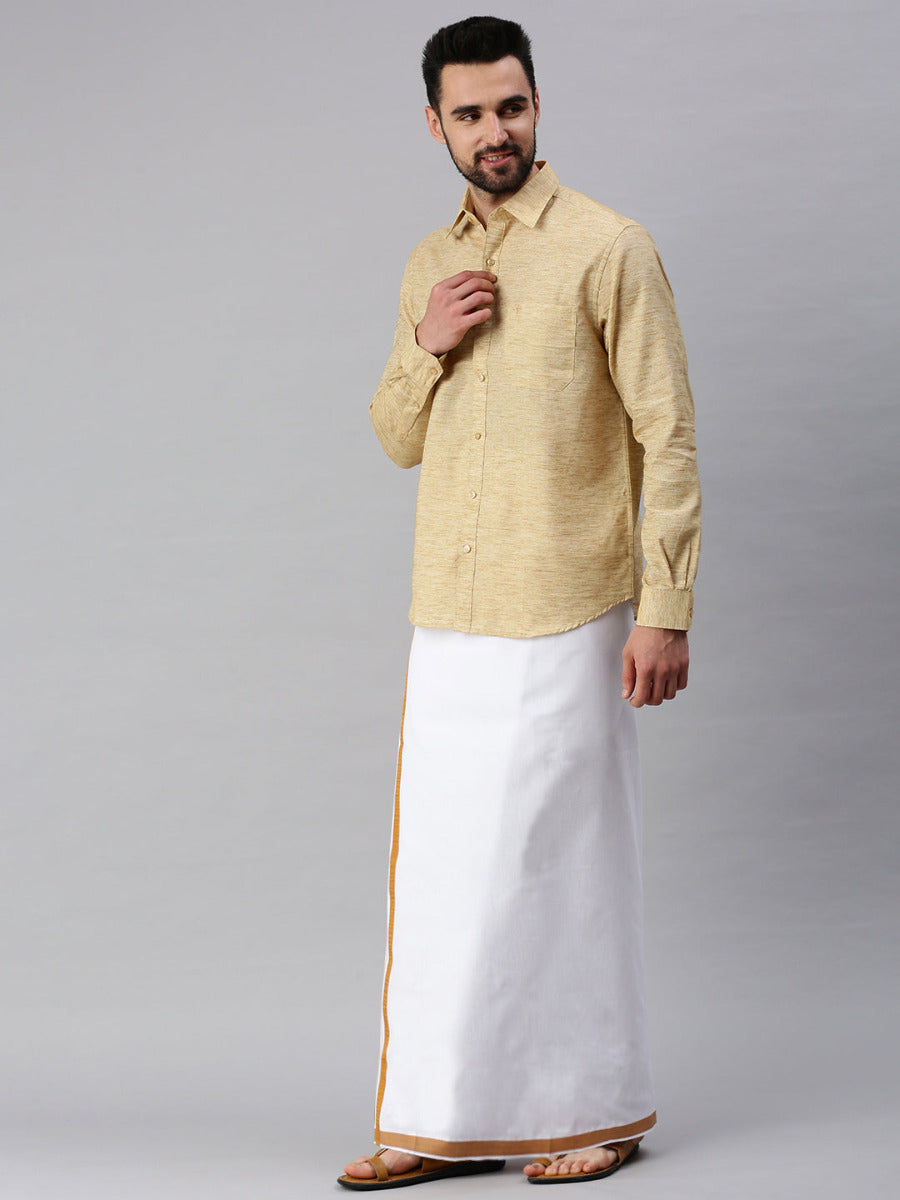 Mens Matching Border Dhoti & Full Sleeves Shirt Set Trendy CC1