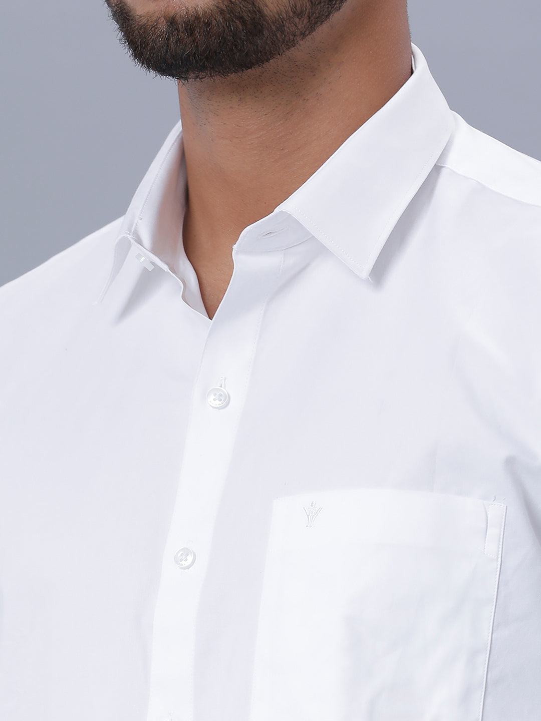 Mens Pure Cotton White Full Sleeves Shirt with 1/2''Jari Single Dhoti+Towel Combo-Zoom view