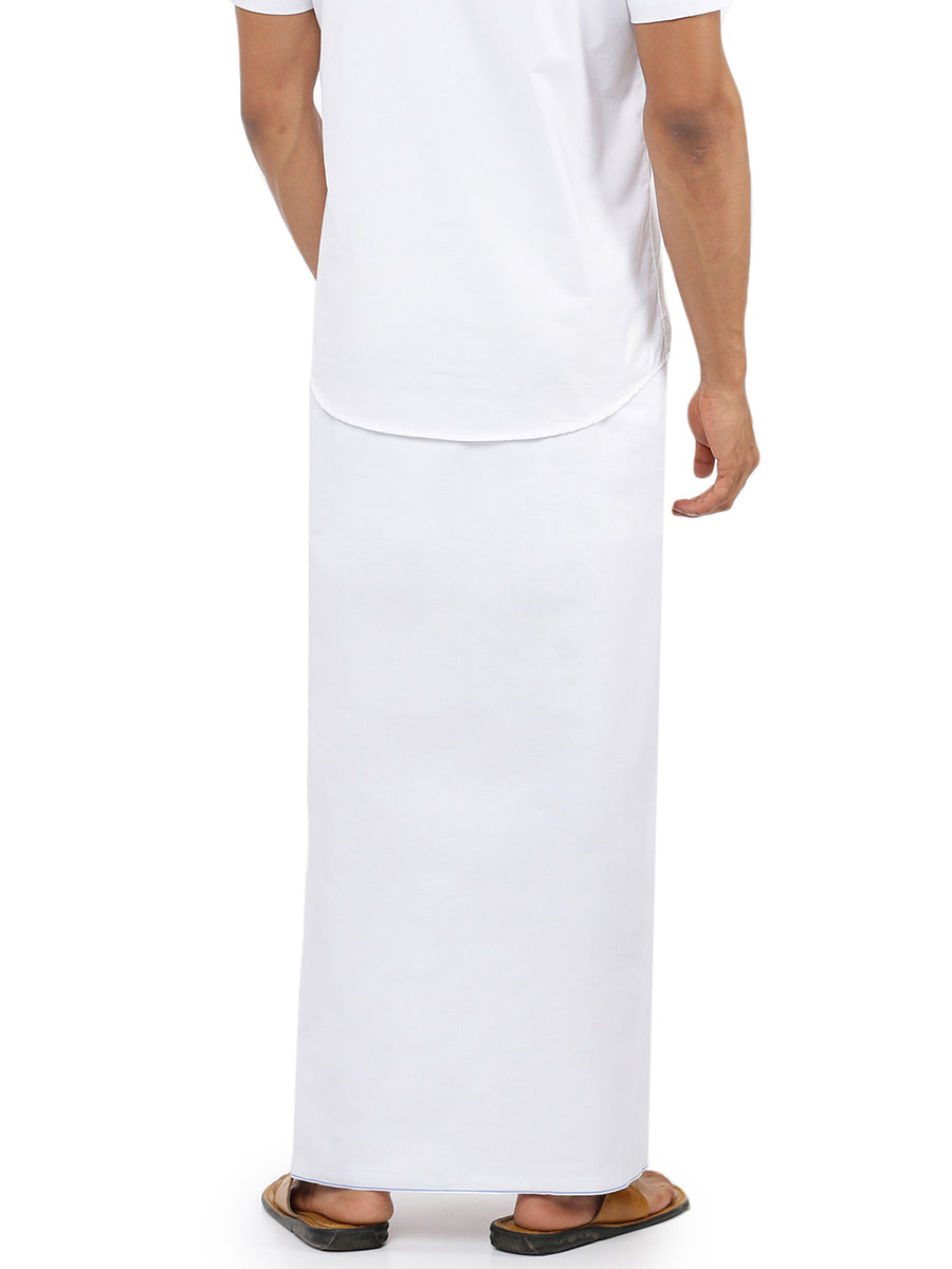 Mens White Dhoti with Small Border Libra BY (2 PCs Combo)-Back view