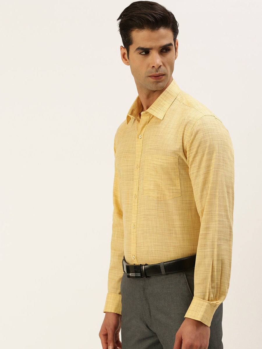 Mens Cotton Blended Formal Shirt Full Sleeves Light Sandal T23 CW2-Side View