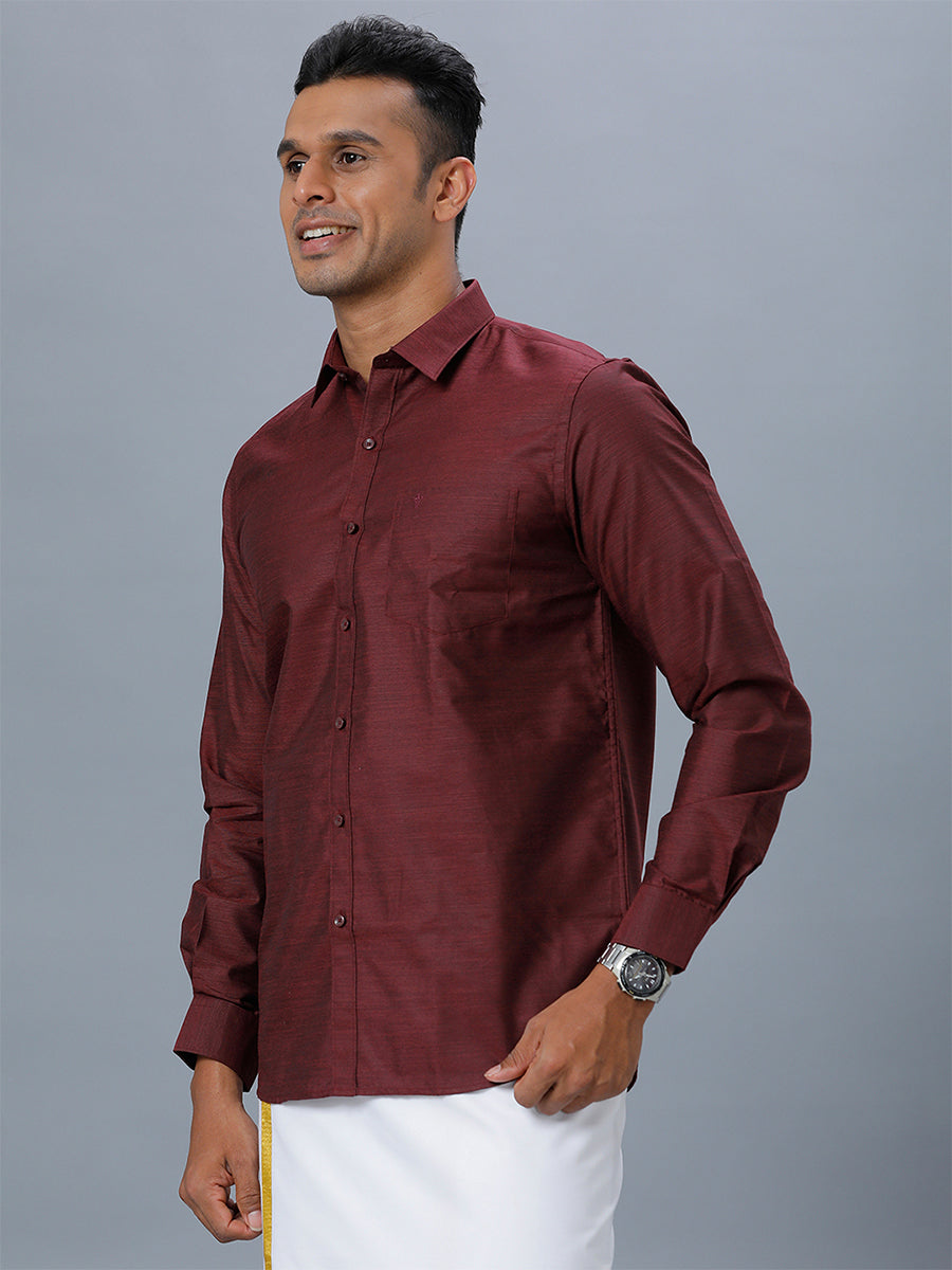 Mens Formal Shirt Full Sleeves Magenta Red T29 TE6-Side view