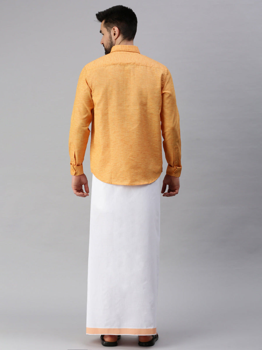 Mens Matching Border Dhoti & Full Sleeves Shirt Set Trendy CC2-Back view