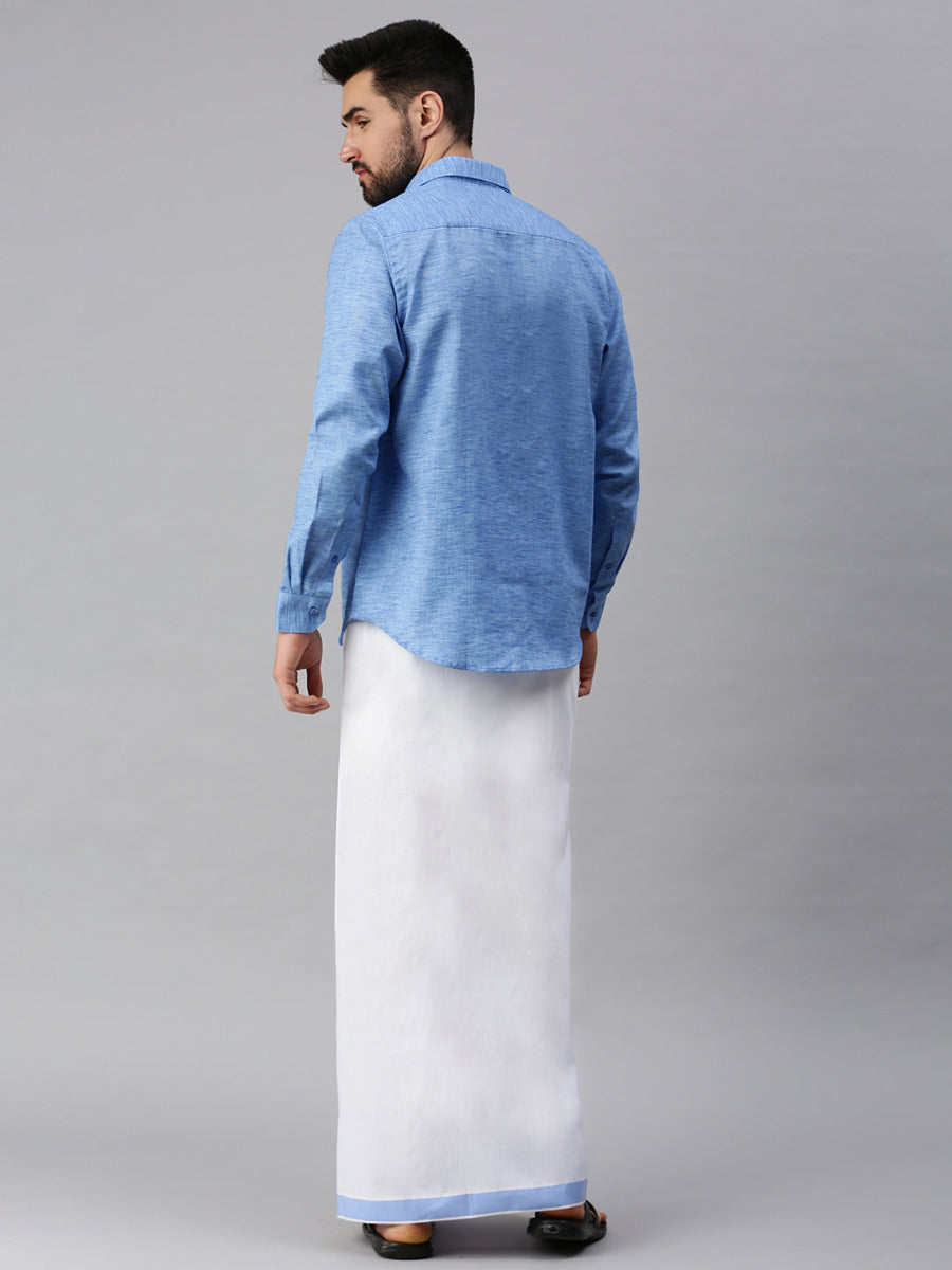 Mens Matching Border Dhoti & Full Sleeves Shirt Set Trendy CC9-Back view\