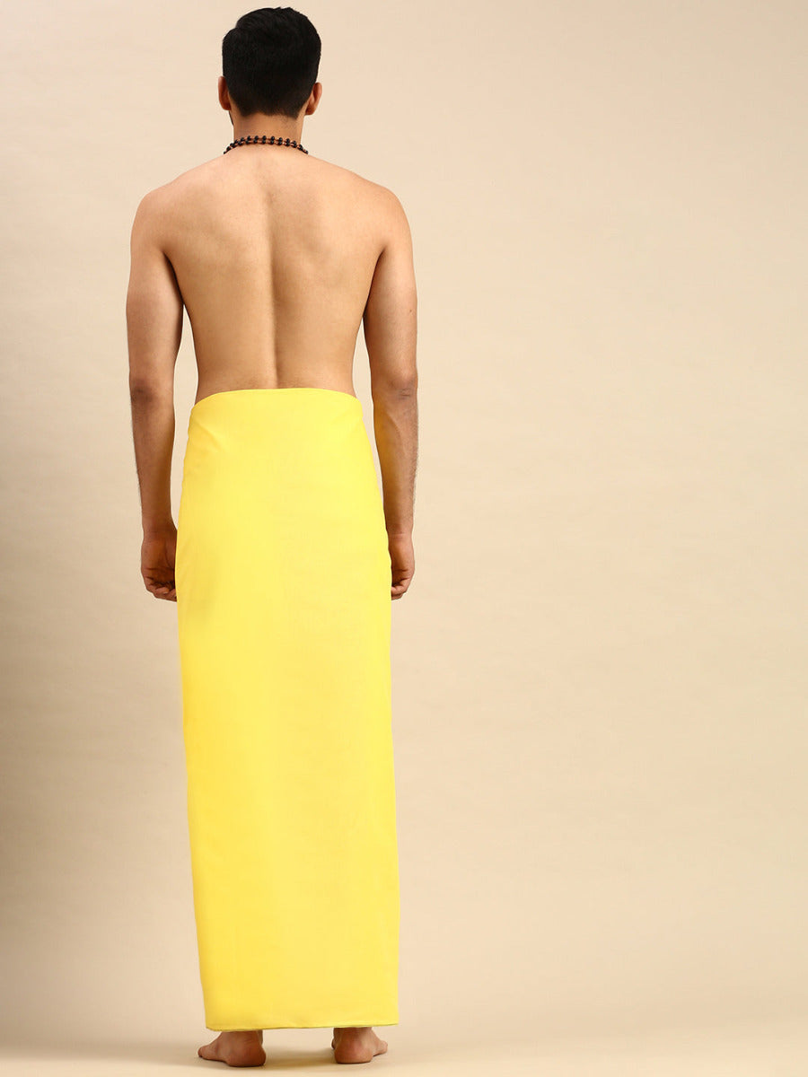 Mens Color Dhoti with Small Border Sudhan Yellow-Backview