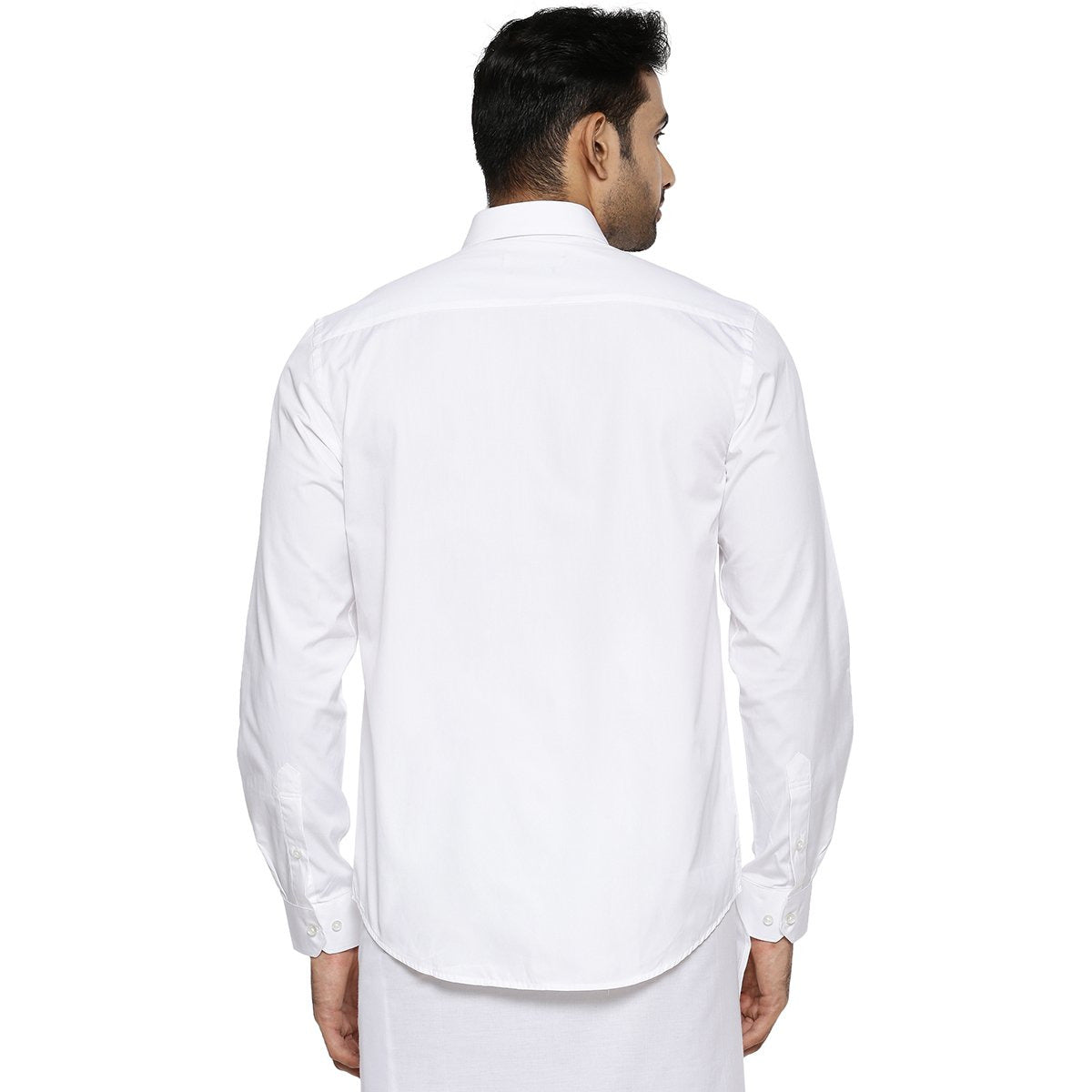 Mens Cotton White Shirt Full Sleeves Luxury Cotton-Back view
