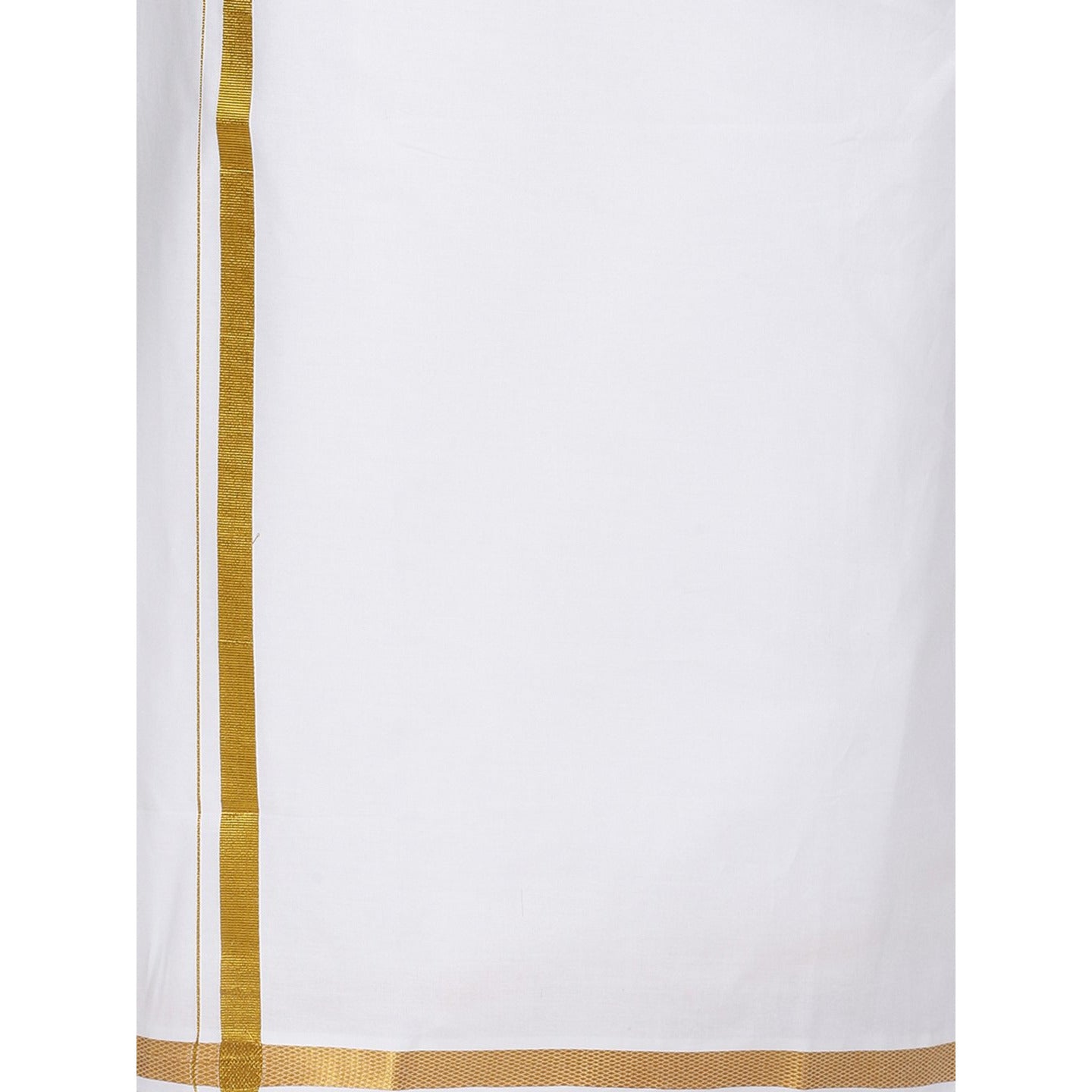 Mens Formal White Shirt with 3/4" Gold Jari Dhoti Combo-Bottom view