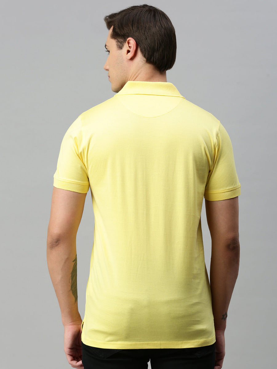 Mercerised Polo Flat Collar T-Shirt Yellow with Chest Pocket MP7-Back view