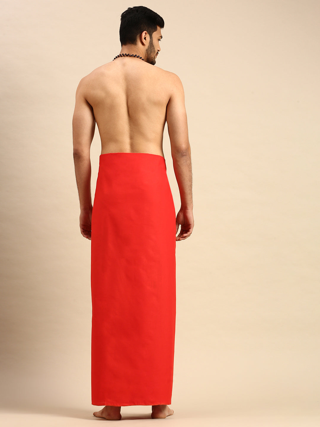 Mens Devotional Dhoti Golden Red-Back view