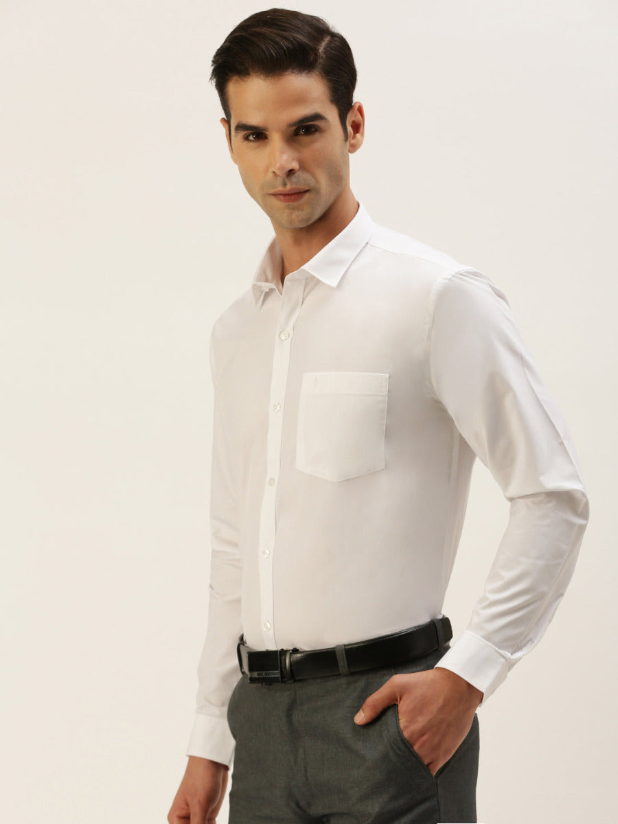 Mens Smart Fit Poly Cotton White Shirt Full Sleeves Ever Fresh
