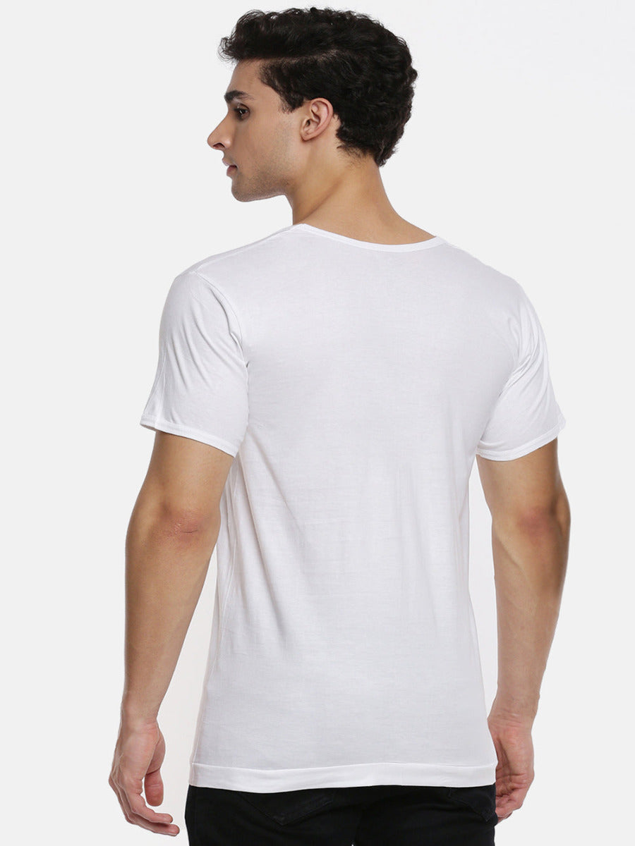 Soft Combed Cotton Single Jersy White Banian RNS Acoste (2PCs Pack )-Back view