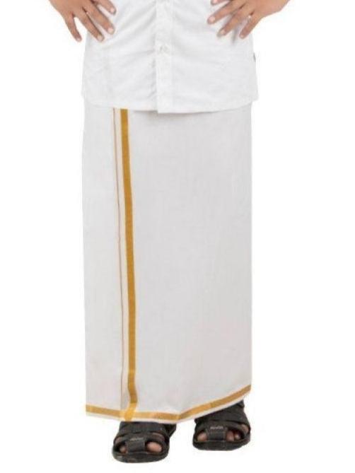 Boys Single Layer Dhoti White -  Ramraj Cotton-Front view