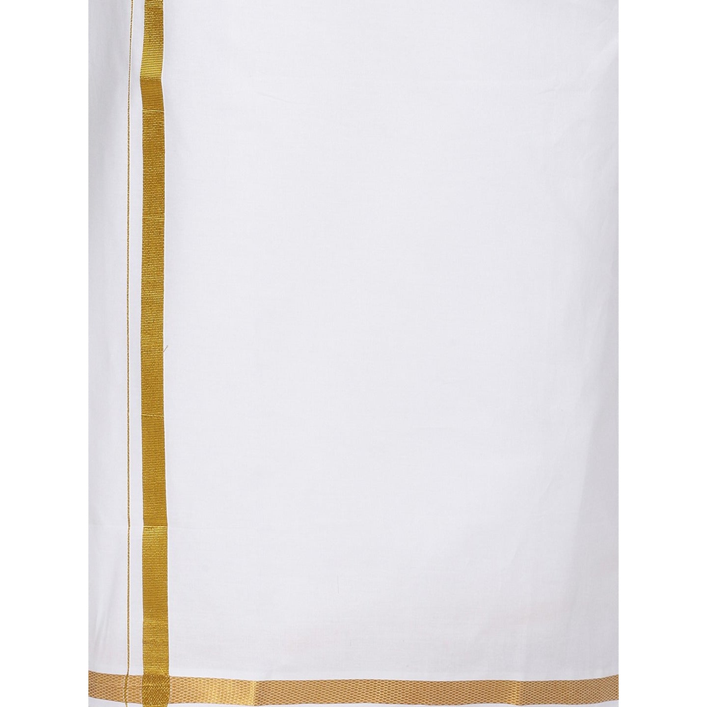 Mens Readymade Adjustable Dhoti White with Gold Jari 708-Zoom view