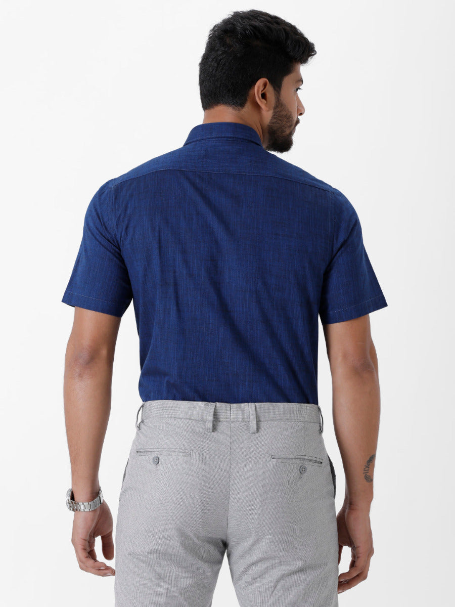 Mens Formal Shirt Half Sleeves Dark Blue CL2 GT20-Back view