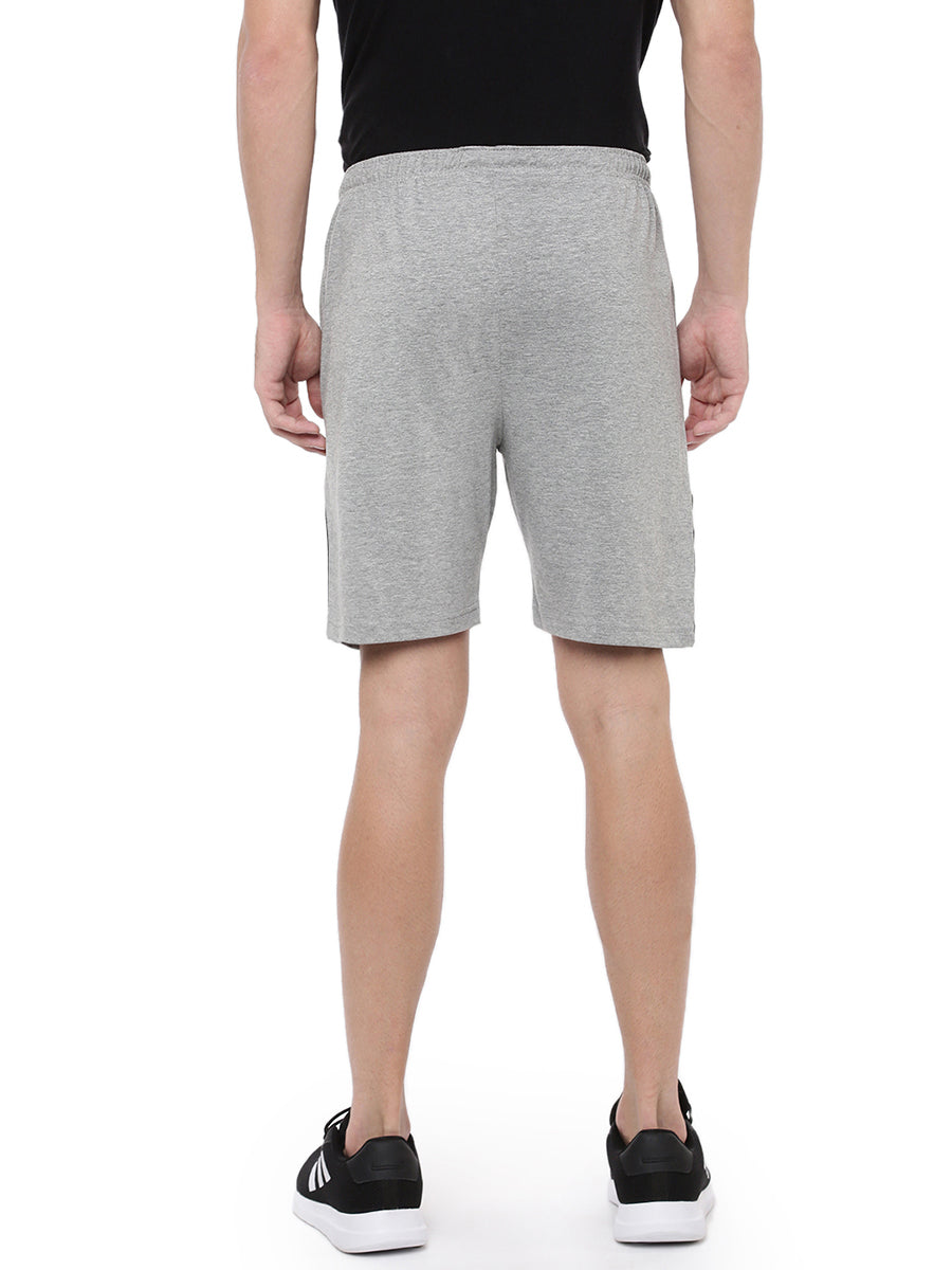Mens Knit Shorts Black & Grey Melange (2 PCs Combo Pack)-Back view grey