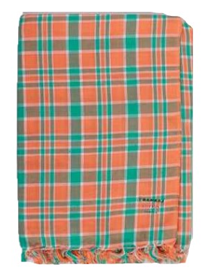 Cotton Colour Checked Bath Towel ( Pack Of 2 )-Green & Orange