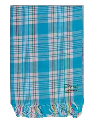 Cotton Colour Checked Bath Towel ( Pack Of 2 )-Blue