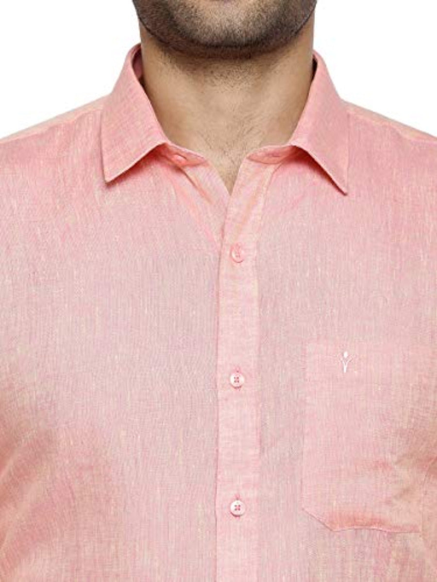 Mens Pure Linen Full Sleeves Shirt Pink-Zzoom view