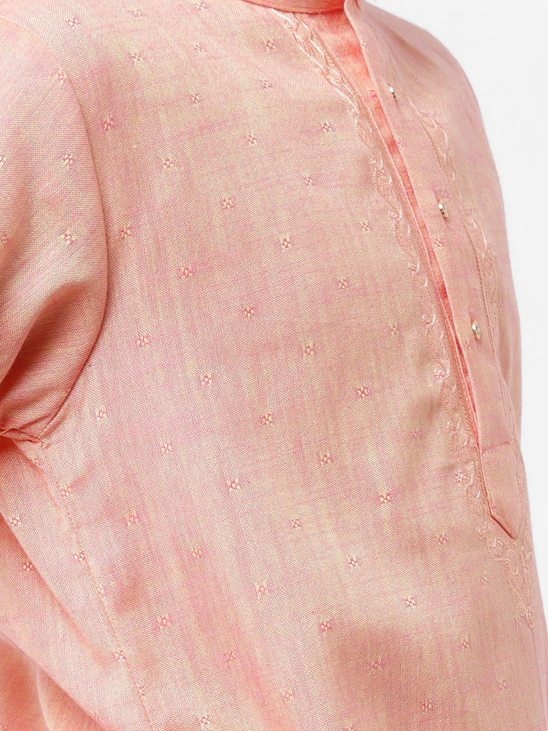 Boys Best Kurta Pyjama Set Pink-Close view