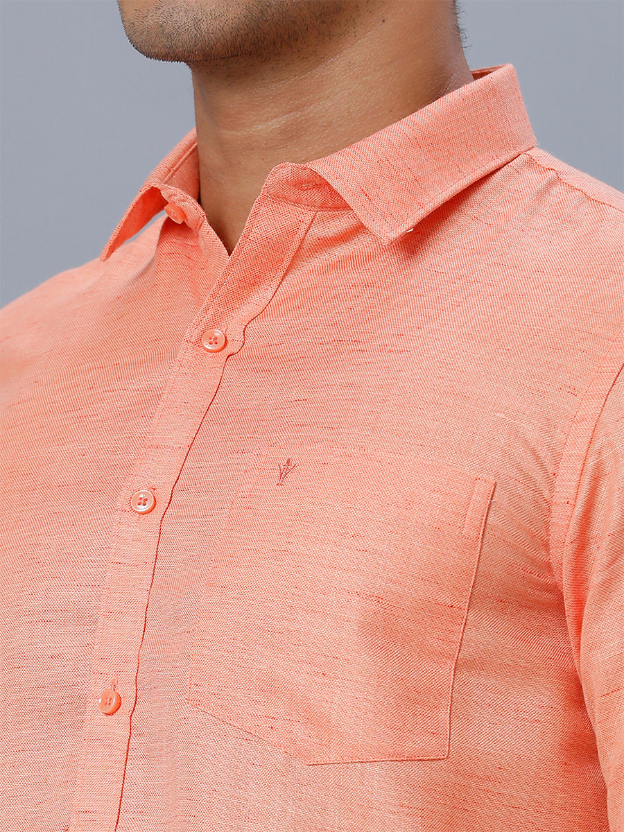 Mens Formal Shirt Full Sleeves Orange T7 CG4