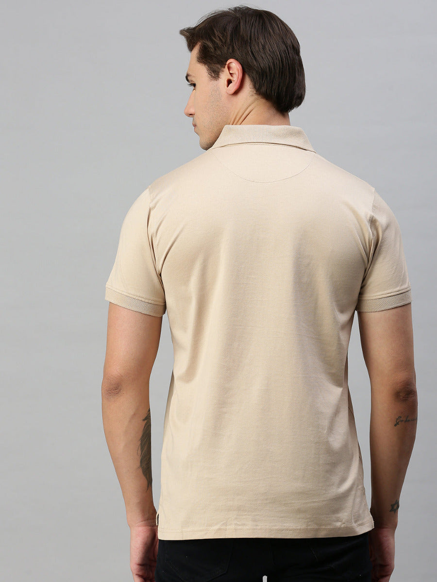 Mercerised Polo Flat Collar T-Shirt Gold with Chest Pocket MP4-Back view