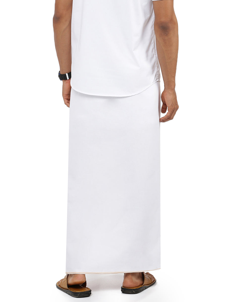 Mens White Dhoti with Small Border Libra BY (2 PCs Combo)-Back alternative view