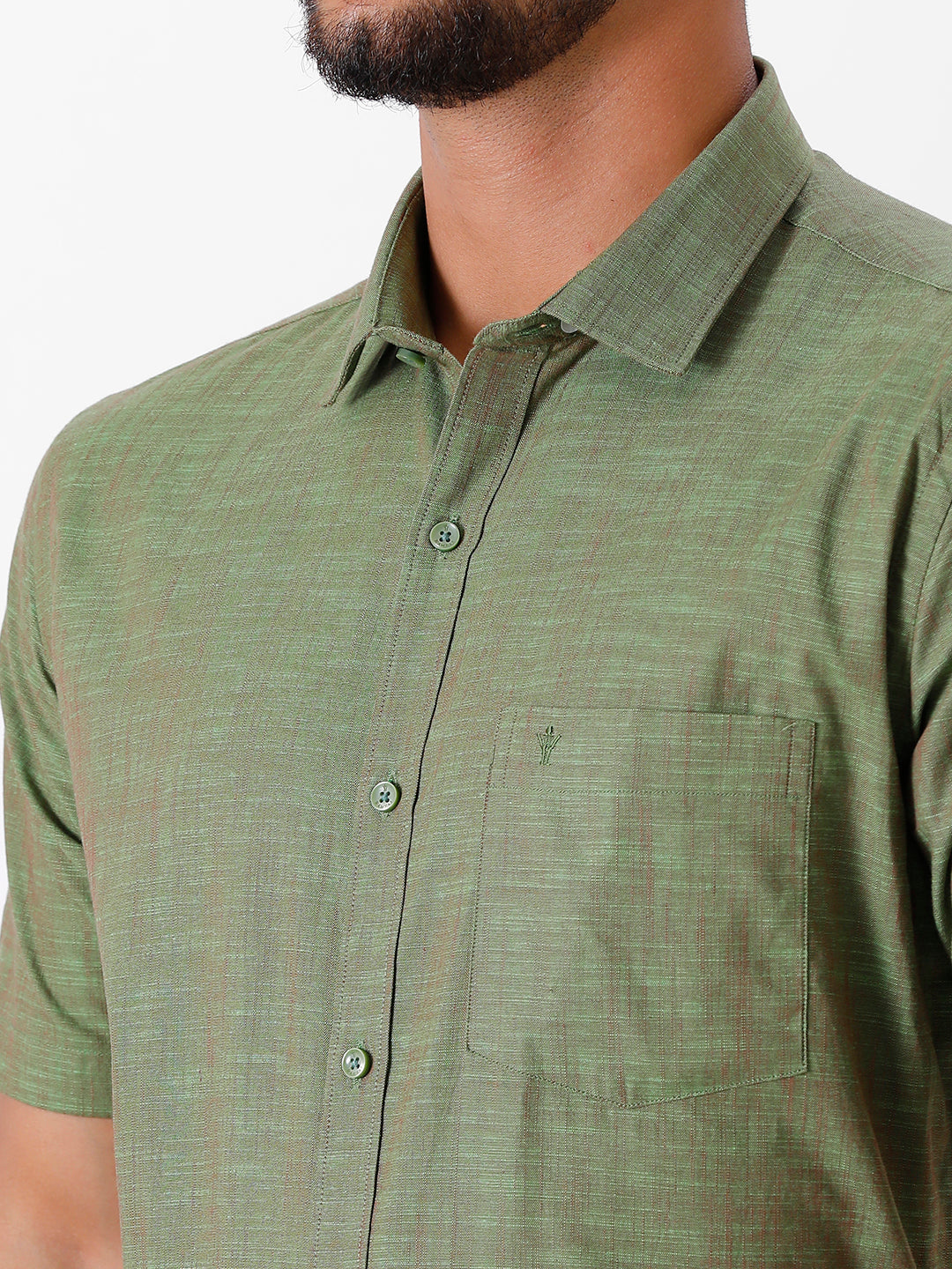 Mens Formal Shirt Half Sleeves Green CL2 GT19-Zoom view