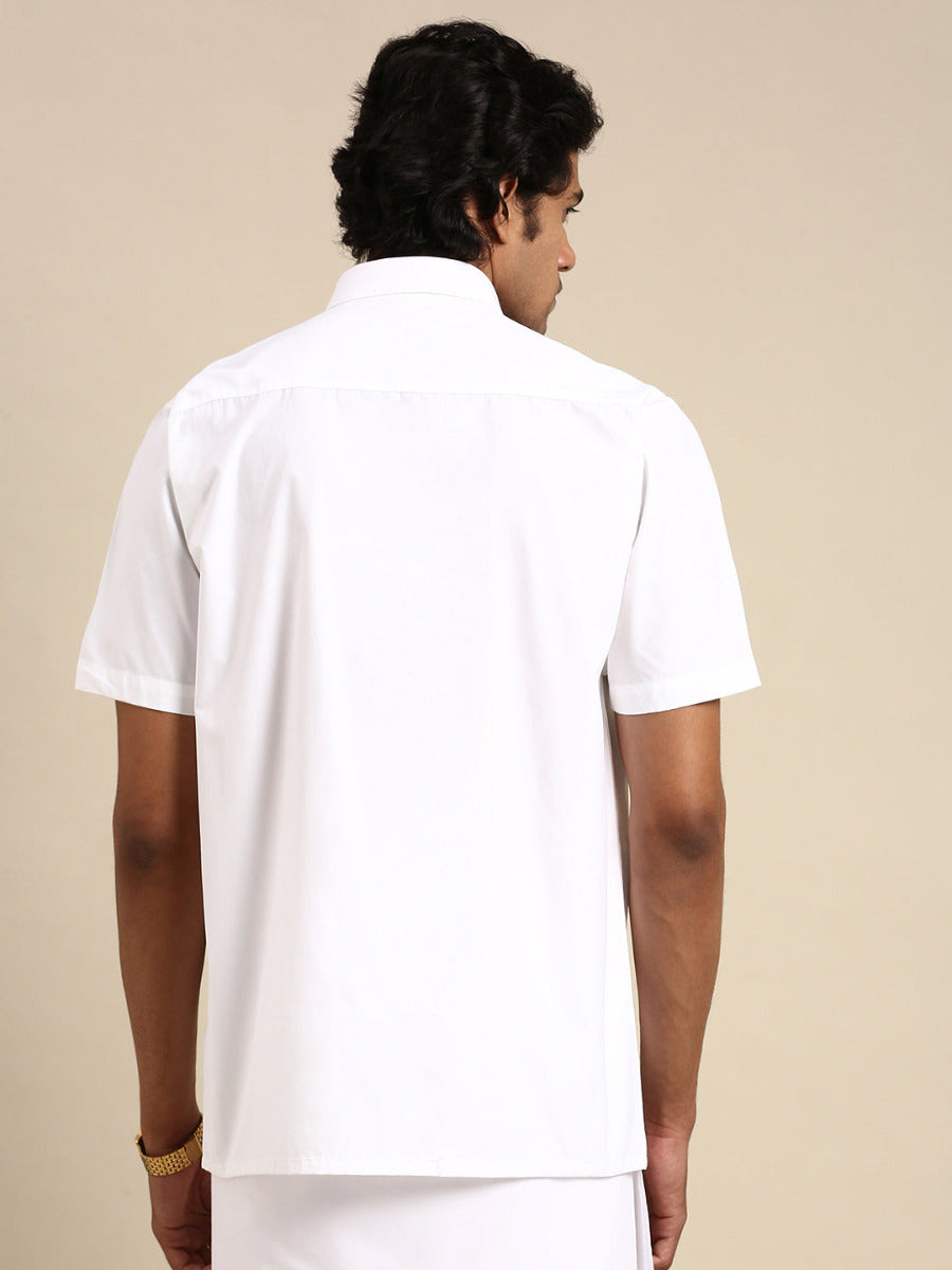 Mens Premium Pure Cotton White Shirt Half Sleeves Ultimate R4-Back view