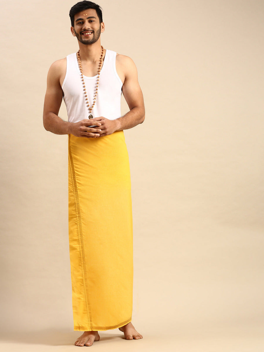 Mens Color Dhoti with 3/4" Gold Jari Border Cosmic 2 GLD-Front view