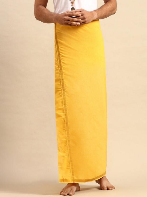 Mens Color Dhoti with 3/4" Gold Jari Border Cosmic 2 GLD-Front view