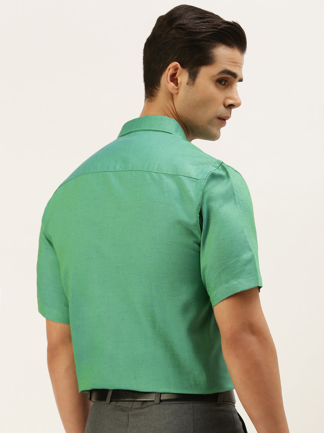 Mens Formal Shirt Half Sleeves Green CY10-Side view
