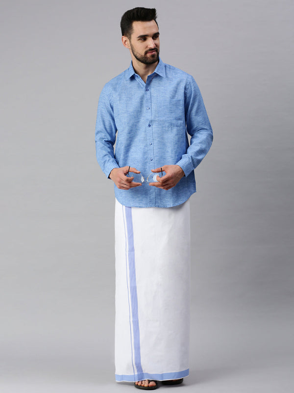 Mens Matching Border Dhoti & Full Sleeves Shirt Set Trendy CC9