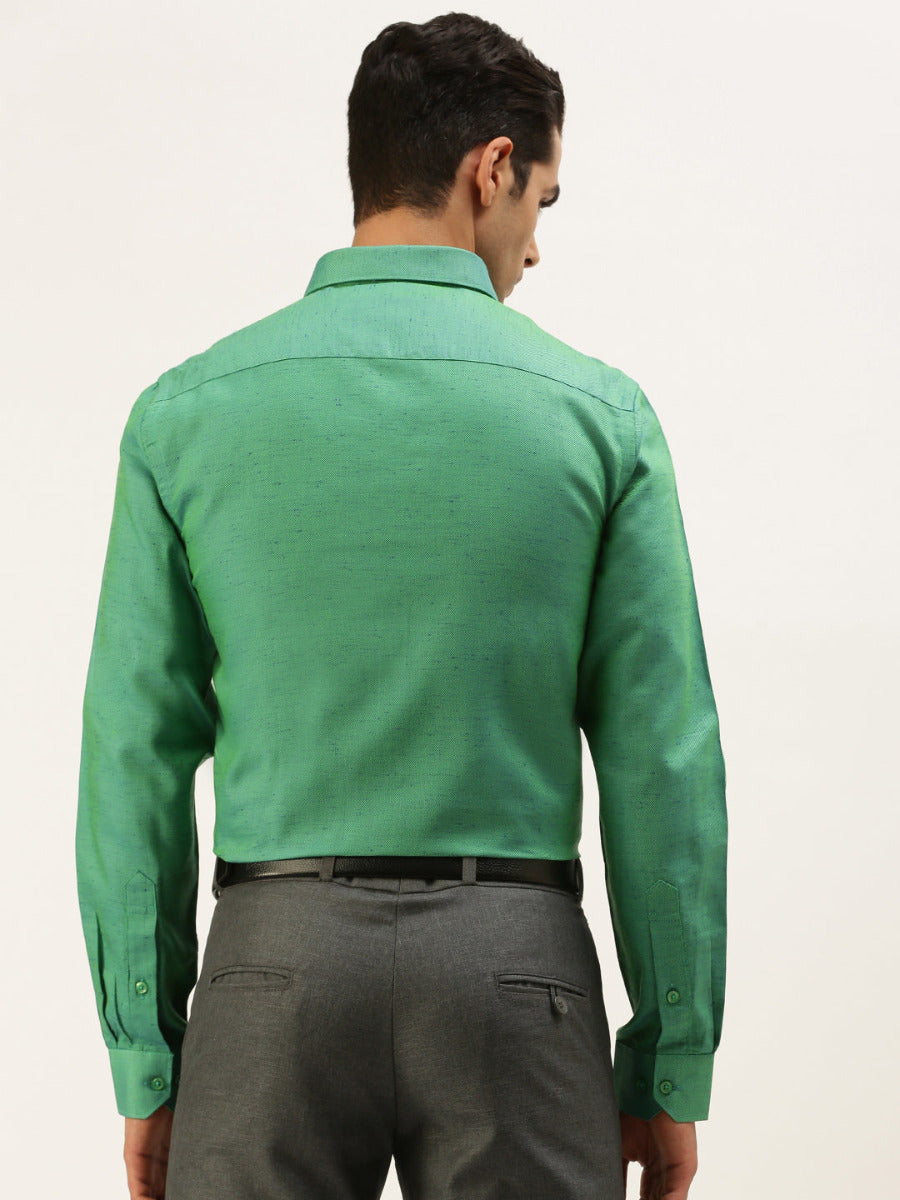 Mens Formal Shirt Full Sleeves Green CY10-Back view