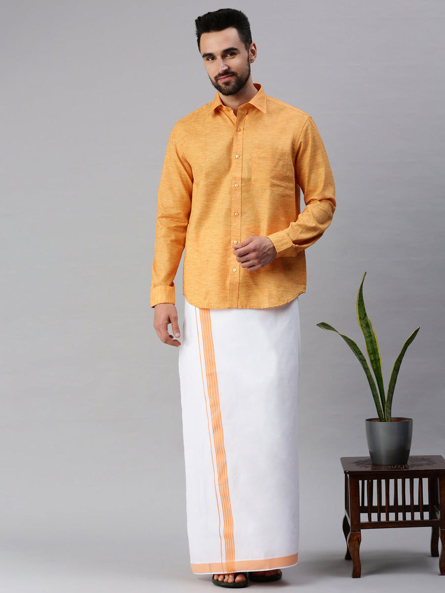 Mens Matching Border Dhoti & Full Sleeves Shirt Set Trendy CC2-Full view
