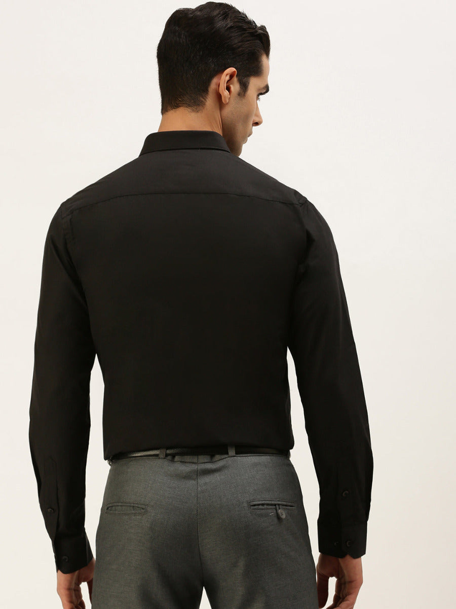 Mens Smart Fit Black and White Full Sleeves Shirt Combo-B.Back view